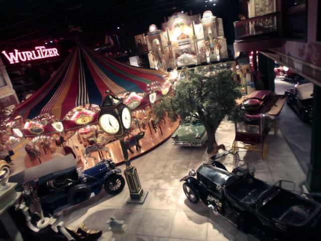 An overhead view is shown of the Milhous Collection in Boca Raton, Florida. One of the country's most extraordinary and voluminous private collections of vintage cars, automated musical instruments and other memorabilia is going on the auction block. Brothers Bob Milhous and Paul Milhous will empty their 39,000-square-foot building, auctioning off its contents to bidders. The crown jewel is a custom-built carousel with 42 hand-carved animals, expected to fetch at least $1 million. All told, the auction is expected to generate about $40 million. (AP Photo/Alan Diaz)