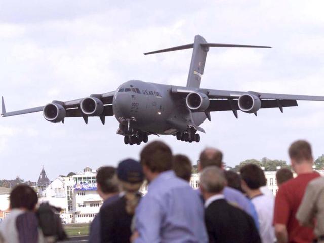 IAF also selected Boeing's C-17 as its heavy lift transport aircraft to replace the Russian IL-76. In this file photo, the Boeing C17 lands after performing an aerial display at the Farnborough airshow.