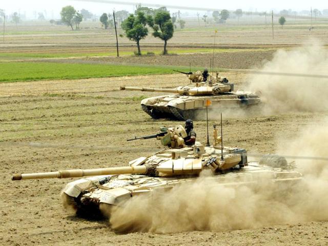 The Indian Army plans to induct about 250 indigenously built main battle tanks and about 1,650 Russian T-90 tanks by 2020. In this file photo, the Indian army's T-90 tanks move on a field during an army exercise on the outskirts of Ludhiana.