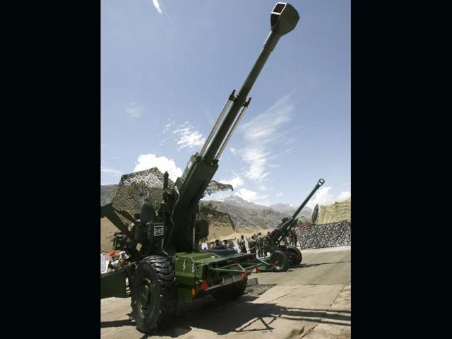 In this file photo, an army 155mm Bofors artillery gun, made in Sweden, is displayed during Vijay Diwas.
