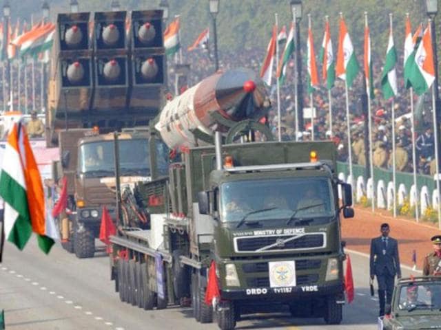 The Agni V and VI intercontinental ballistic missiles are capable of carrying nuclear warheads for distances over 6,000 kilometers. In this file photo, Agni IV missiles are displayed at the Republic Day parade in New Delhi.