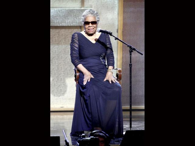 Maya Angelou speaks after receiving the Literary Arts Award during the BET Honors at the Warner Theatre in Washington. Angelou hopes for a time when Black History Month will no longer be needed to explain the contributions of African-Americans in America. "We want to reach a time when there won’t be Black History Month, when black history will be so integrated into American history that we study it along with every other history," she said in an interview from her home in Winston-Salem, N.C.. AP Photo/Jose Luis Magana