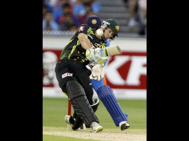 Matthew Wade of Australia plays a shot during their T20 International series cricket match against India at the Melbourne Cricket Ground in Melbourne.Reuters/Brandon Malone