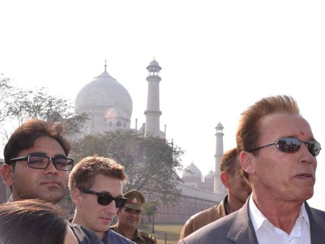 Arnold Schwarzenegger's tour guide Nitin Singh said the movie star was disappointed and had to view the Taj Mahal from a nearby road.