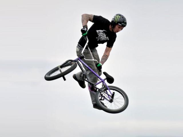 Ryan Getler from Australia performs during the Extreme Sports International Festival, in La Guacima, Alajuela, 25 Km west of the capital San Jose, Costa Rica. AFP PHOTO/Ezequiel BECERRA