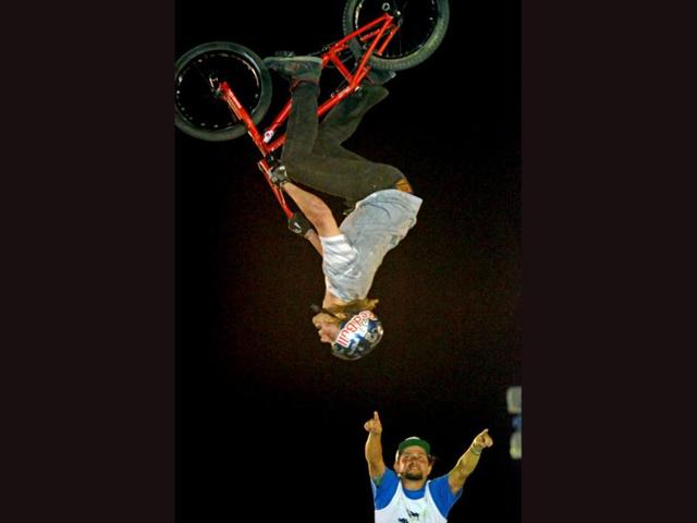 Drew Bezanson of Canada performs during the International Festival of Extreme Sports, in La Guacima, Alajuela, 25 Km west of the capital San Jose, Costa Rica. AFP PHOTO / Ezequiel BECERRA