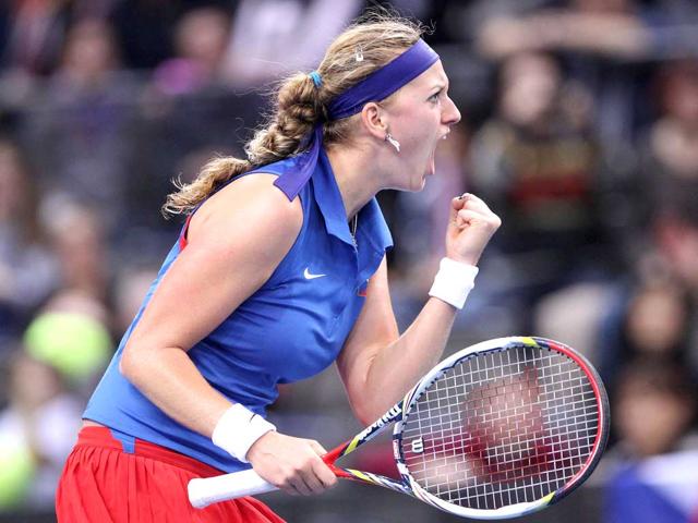 Petra-Kvitova-from-the-Czech-Republic-reacts-during-the-FedCup-World-Group-tennis-match-against-Sabine-Lisicki-between-Germany-and-the-Czech-Republic-in-Stuttgart-southern-Germany-AFP-PHOTO-Daniel-Roland