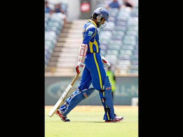 Upul Tharanga heads back to the players pavillion after being caught by Sachin Tendulkar off a ball from Zaheer Khan during their one day cricket match in Perth. Reuters