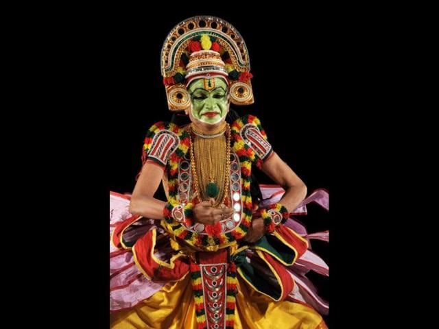 Kalamandalam Radhakrishnan performs Chakyar Koothu. AFP/Sam Panthaky