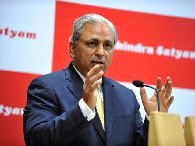 File-photo-of-Mahindra-Satyam-CEO-CP-Gurnani-speaking-during-a-press-conference-in-Hyderabad-AFP-Noah-Seelam