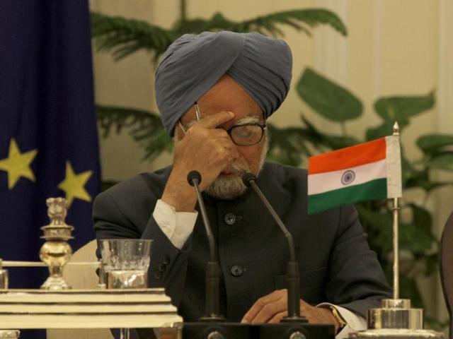 Prime Minister Manmohan Singh attends a joint news conference during the EU-India summit in New Delhi. HT/Sanjeev Verma