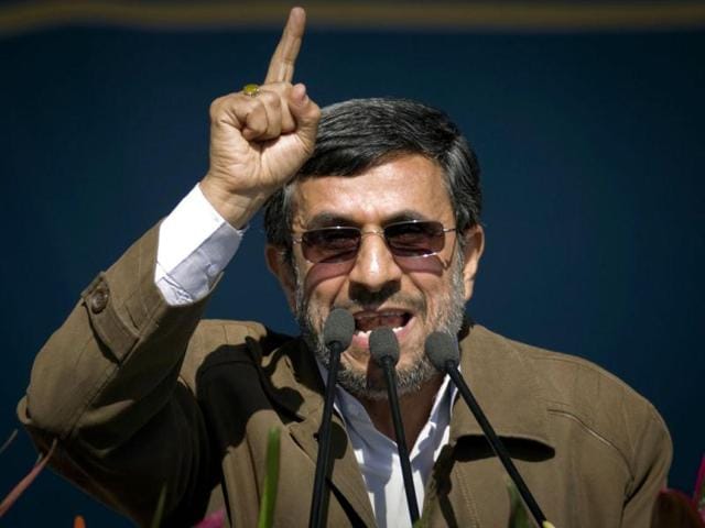 Iranian President Mahmoud Ahmadinejad speaks during a ceremony to mark the 33rd anniversary of the Islamic Revolution, in Tehran's Azadi square. Ahmadinejad said on Saturday the Islamic Republic would soon announce "very important" achievements in the nuclear field, state TV reported. Reuters/Caren Firouz