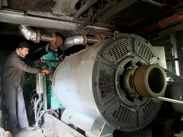 CNG train engine at Shakur Basti Railway shed in New Delhi. HT PHOTO M ZHAZO