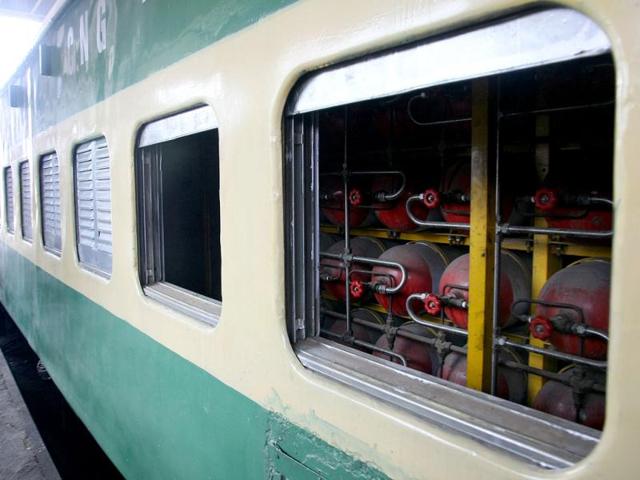 CNG train at shakur Basti railway shed on saturday in New Delhi. HT PHOTO M ZHAZO