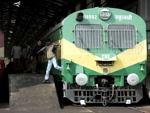 CNG train at Shakur Basti railway shed in New Delhi. HT PHOTO M ZHAZO
