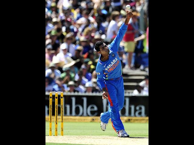 Ravindra Jadeja bowls against Australia during their One Day International cricket series match in Adelaide, Australia. AP Photo/David Mariuz