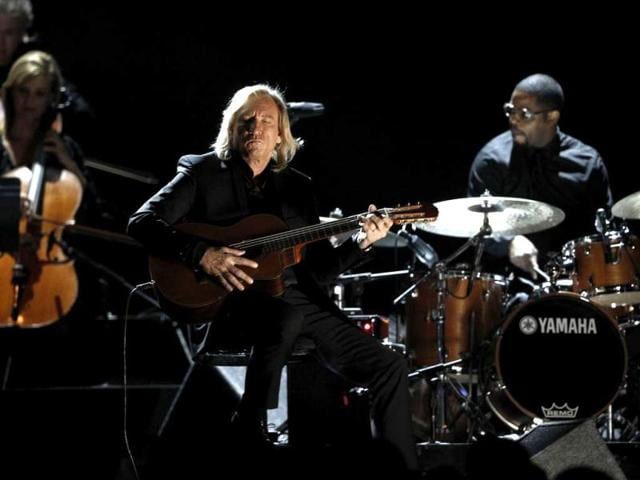 Joe Walsh performs during the 54th annual Grammy Awards.