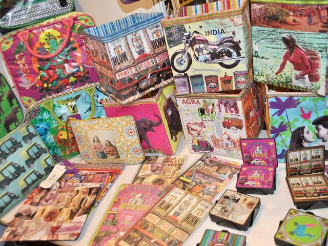 Colourful merchandise is seen at a stall at the 2nd annual Indian Comic Con in Delhi. HT/Divya Jain
