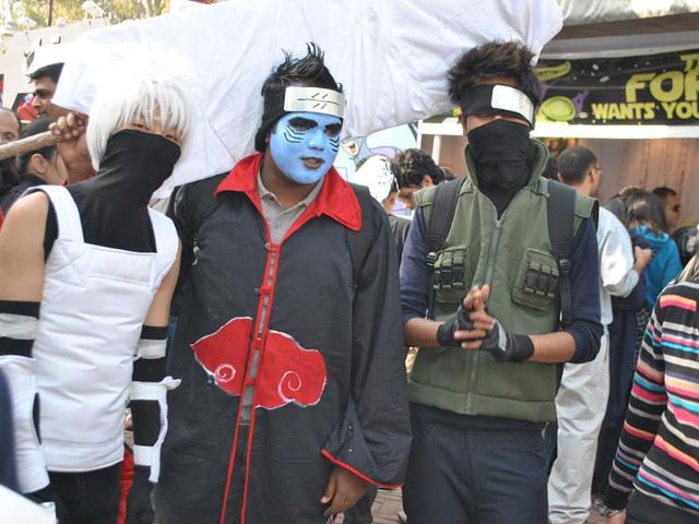 Participants dressed as comic characters pose during the 2nd annual Indian Comic Con in Delhi. HT/Divya Jain