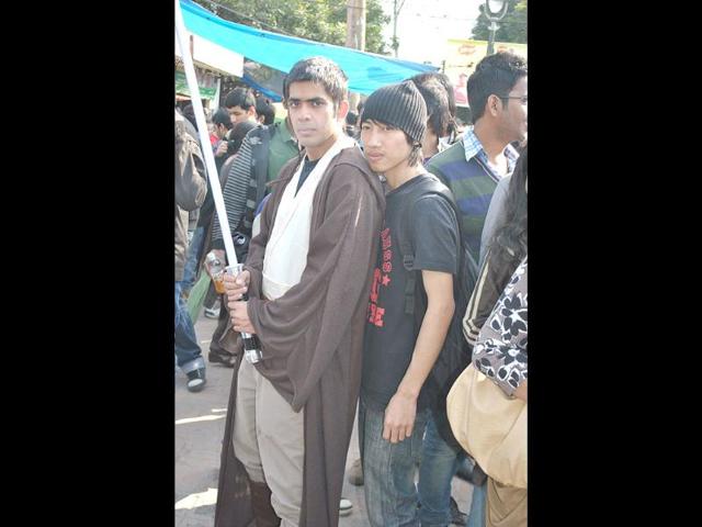 A participant dressed as Anakin Skywalker from Star Wars poses during the 2nd annual Indian Comic Con in Delhi. HT/Divya Jain
