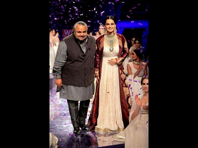 Kangana Ranaut walked the ramp with designer JJ Valaya.