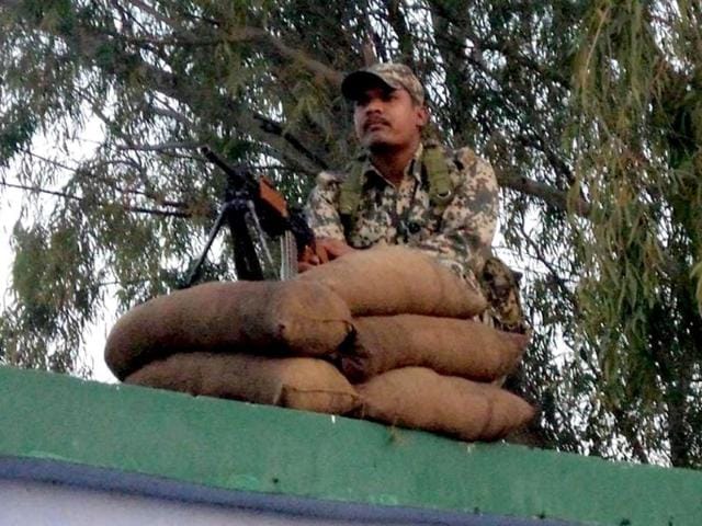 Security personnel maintaining vigil during the fifth phase of UP assembly polls in Mainpuri. Agencies photo