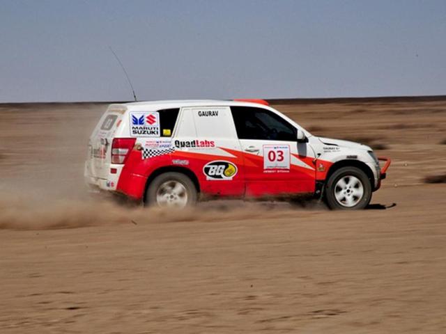 Gaurav Chiripal's Vitara managed to fall just short of the 150 kmph mark on the flat out sections of the eighth special stage. HT/Vinayak Pande Gaurav Chiripal's Vitara managed to fall just short of the 150 kmph mark on the flat out sections of the eighth special stage. HT/Vinayak Pande