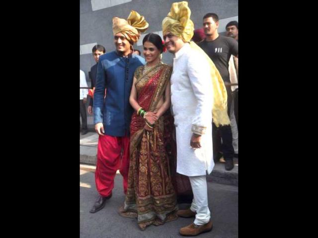 Genelia in a Sabyasachi outfit looks beautiful.