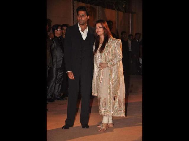 Bollywood's first couple Abhishek Bachchan and Aishwarya Rai Bachchan at a reception.