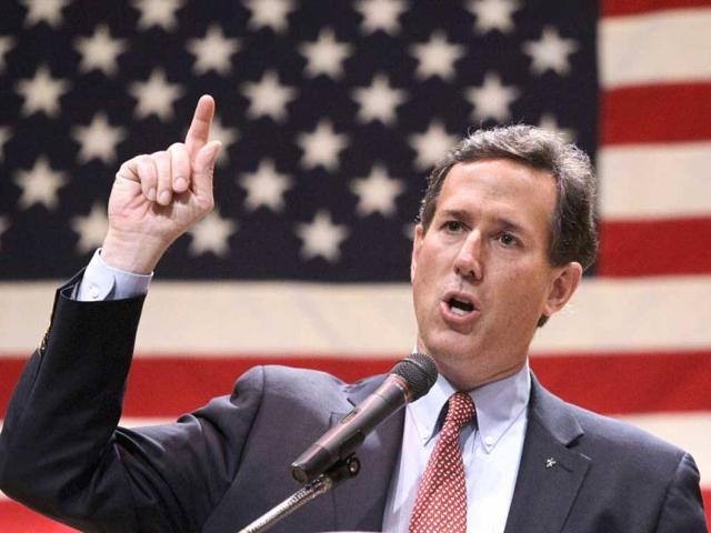 Republican presidential candidate, former Pennsylvania Sen. Rick Santorum speaks during a campaign stop at the Lake County Republican Party Lincoln Day Dinner, in Willoghby, Ohio. AP Photo/Eric Gay