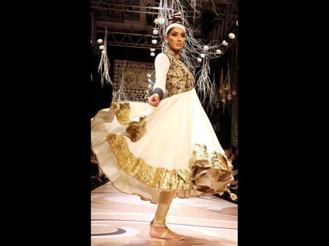 A-model-displays-creations-by-designer-Vikram-Phadnis-AFP-Photo A-model-displays-creations-by-designer-Vikram-Phadnis-AFP-Photo