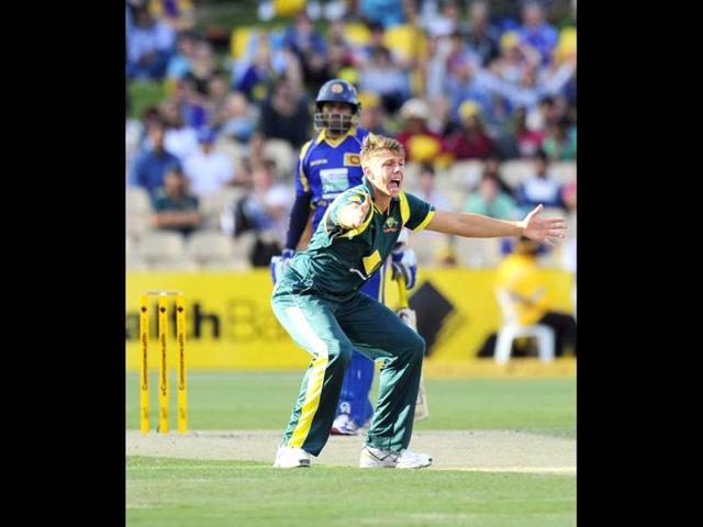 Australia's James Pattison appeals for LBW against Sri Lanka during their one day international series match in Adelaide. AP Photo/David Mariuz