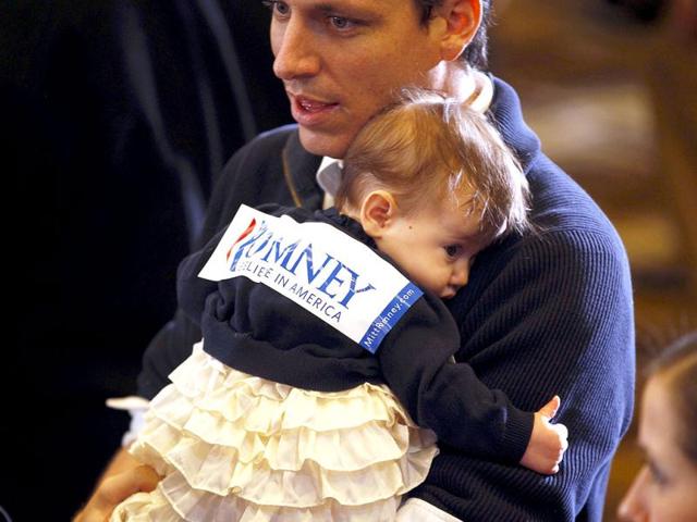A young supporter starts to fade at Republican US presidential candidate Mitt Romney's Super Tuesday primary election night rally in Boston. Reuters/Brian Snyder