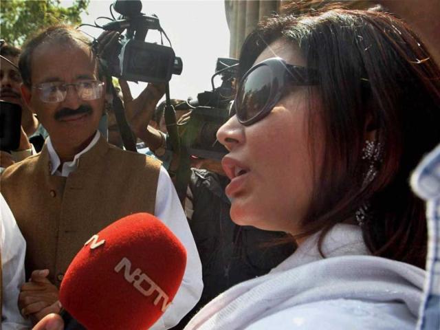 Item girl and actor Rakhi Sawant said outside the Parliament hopefully "good" budget will be presented. PTI Photo/Atul Yadav
