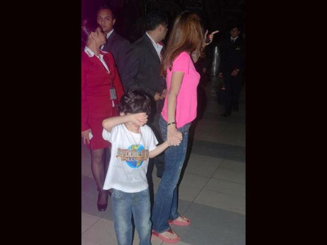 The actor's elder son Hrehaan says no to the shutterbugs.