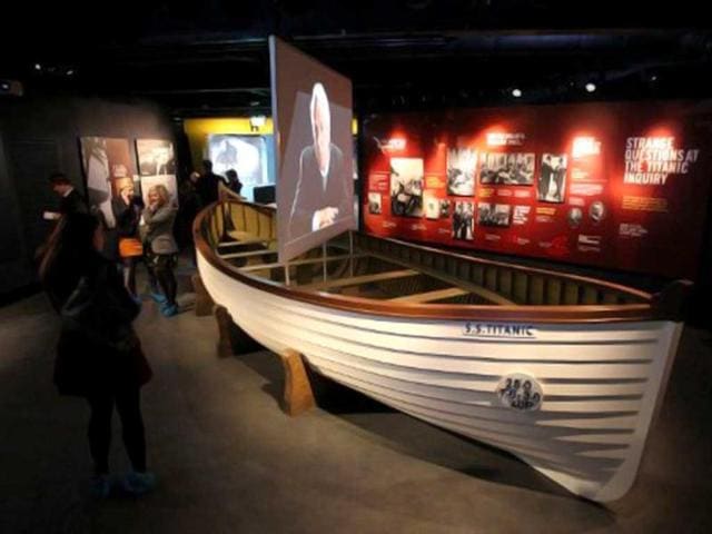 A replica Titanic lifeboat is pictured at the Titanic Belfast visitor centre in Belfast, Northern Ireland. The world's biggest Titanic visitor attraction is to open in its Belfast birthplace later this month, 100 years to the day since the doomed ocean liner was completed in the same shipyards. Northern Ireland hopes the eye-catching centre will kick-start its tourism economy and encourage travellers from the key emerging markets in Asia to visit to the province. AFP Photo/ Peter Muhly