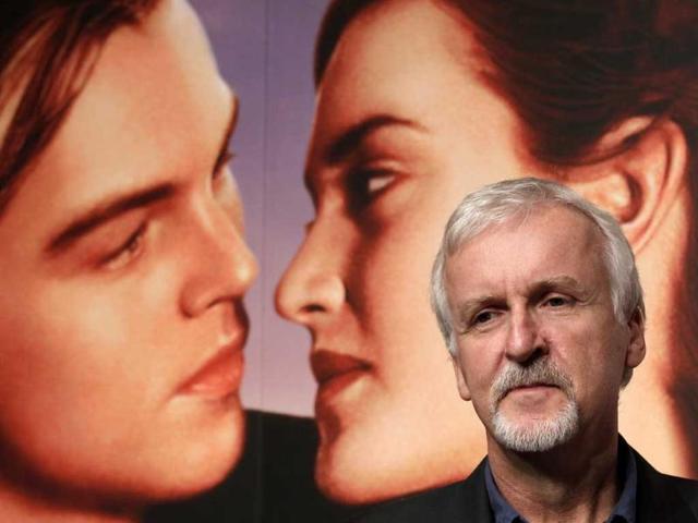 James Cameron onstage to address the media. (AP Photo)