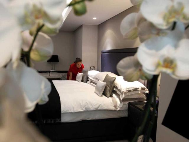 One of the five bedroom luxury penthouse apartments available for hire during the London 2012 Olympics for 11,000 British pounds a night. AP Photo/Alastair Grant