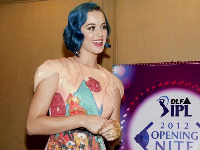 US singer Katy Perry smiles during a photo opportunity before her performance at the IPL opening ceremony in Chennai. AP/Aijaz Rahi