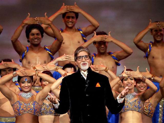 Amitabh Bachchan recites a poem on cricket during the opening ceremony of the 5th edition of Indian Premier League in Chennai. PTI photo