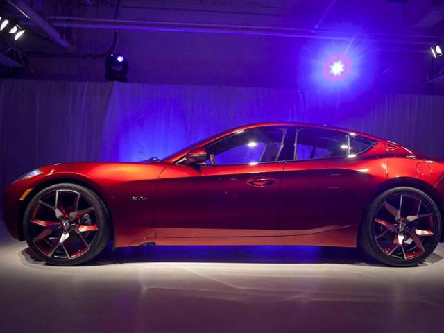 The Fisker automotive electric Atlantic sedan is seen during its unveiling ahead of the 2012 International Auto Show in New York. Reuters/Allison Joyce