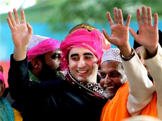 Pakistan President Asif Ali Zardari's son and Pakistan People's Party chief Bilawal Bhutto Zardari poses for a photograph while paying obeisance at the shrine of Khwaja Moinuddin Chishti in Ajmer. PTI