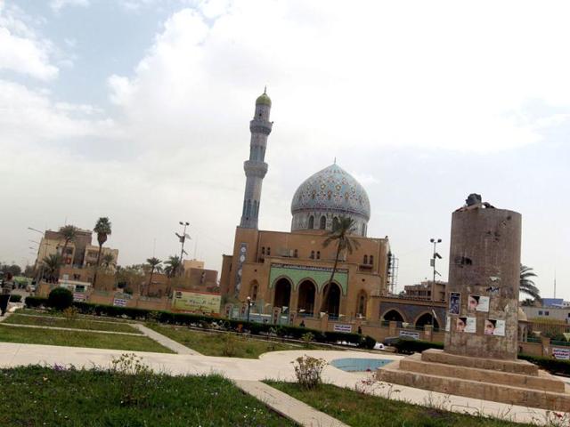 A view of Firdous square, where the statue of former Iraqi president Saddam Hussein used to stand, in the capital Baghdad on April 9, 2012 as Iraq marks the ninth anniversary of fall of Baghdad in the 2003 US-led invasion of Iraq. AFP Photo/Ahmad Al-Rubaye