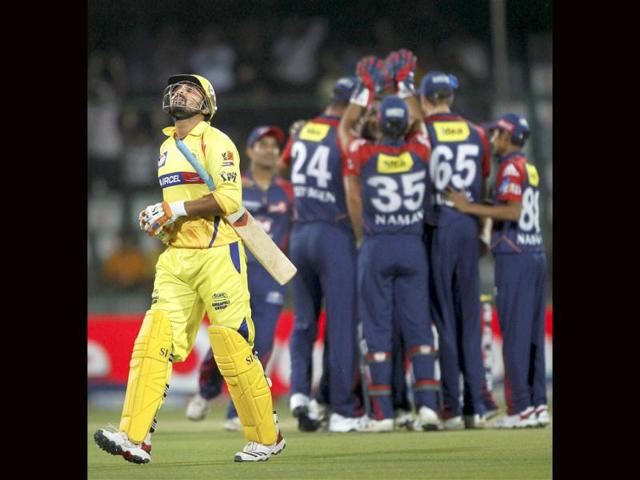 Chennai Super Kings' Murali Vijay reacts as he leaves after his dismissal against Delhi Daredevils during their IPL Twenty20 match in New Delhi. PTI Photo/Aman Sharma