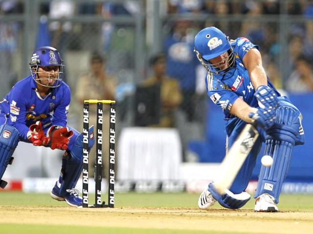 Mumbai Indian batsman Richard Levi bats during the IPL T20 match between Mumbai Indian and Rajasthan Royals at Wankhade stadium, in Mumbai. HT Photo/Vijayanand Gupta
