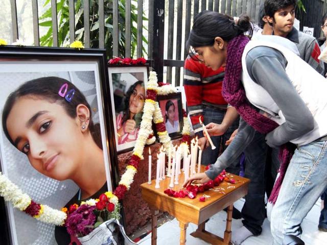 On 16th May 2008, Aarushi Talwar, daughter of a dentist couple, was found dead in the bedroom of her flat in Jalvayu Vihar, Noida. Next day domestic help Hemraj's body was found on the terrace of Talwar's house. (HT Photos)