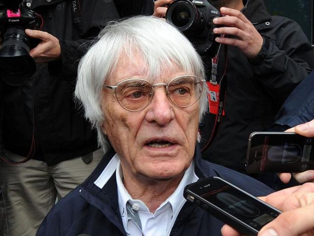 Formula One supremo Bernie Ecclestone speaks to the media after meeting with Formula One team officials to discuss the Bahrain F1 race at the Shanghai International Circuit. Formula One teams are reportedly reluctant to race in Bahrain this season amid ongoing concerns over security in the country. AFP Photo/ Mark Ralston