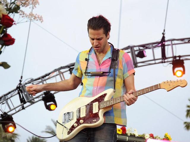 Ryan McGinley of the band Girls perform during Day 1 of the 2012 Coachella Valley Music and Arts Festival held at the Empire Polo Club in Indio, Californiaornia. (AFP/Frazer Harrison)