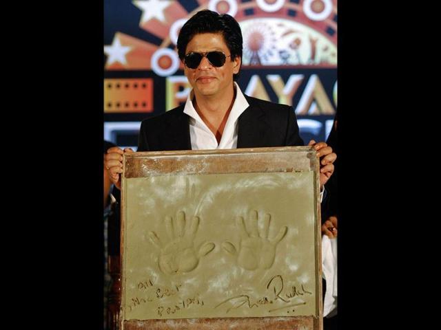 SRK had his palm imprinted to be kept in a museum in the Prayag Film City he inaugurated today.