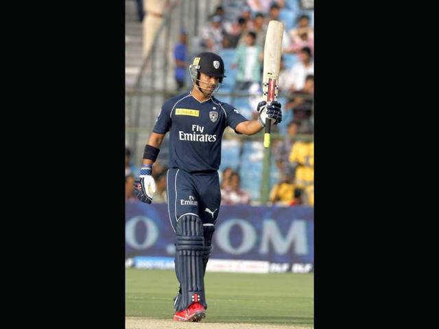 Deccan Chargers batsman JP Duminy celebrates his fifty against Rajasthan Royals during their IPL match at Sawai Mansingh Stadium in Jaipur. HT/Mohd Zakir